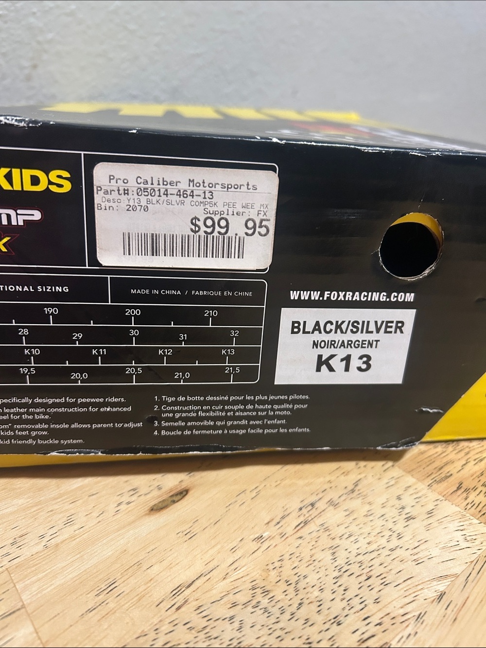 Fox Racing Kids Comp 5K Dirt Bike Boots Size 13 Youth Black/Silver - Picture 5 of 5
